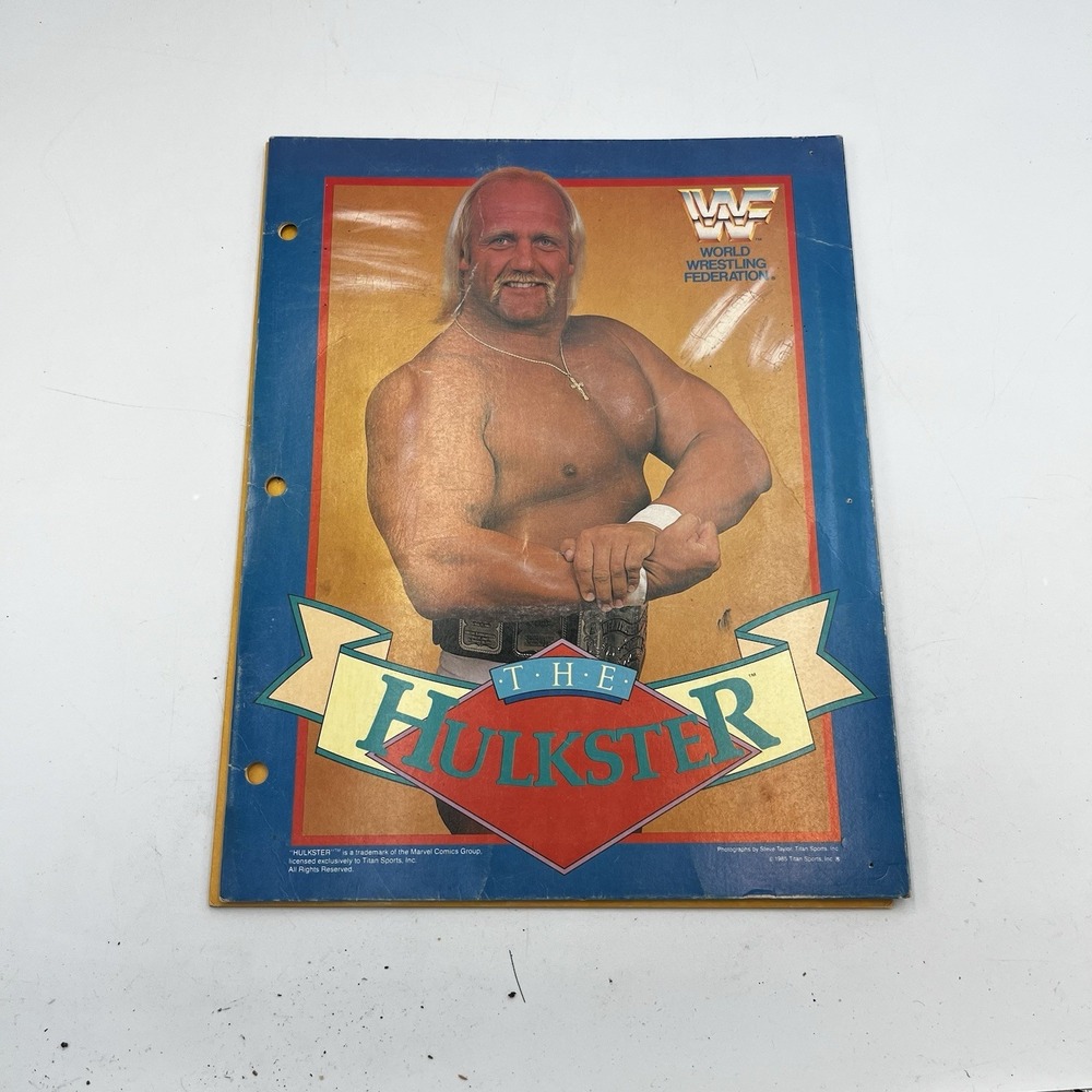Pair of Hulk Hogan WWF School Folders Yellow and Blue Good Condition - Picture 5 of 7